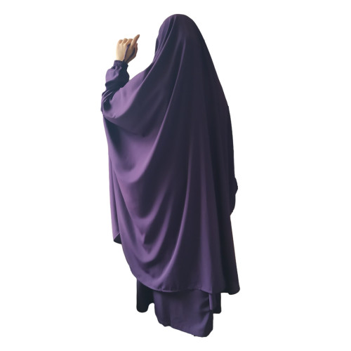 Two Piece Jilbab (Plum) With Finger Loops